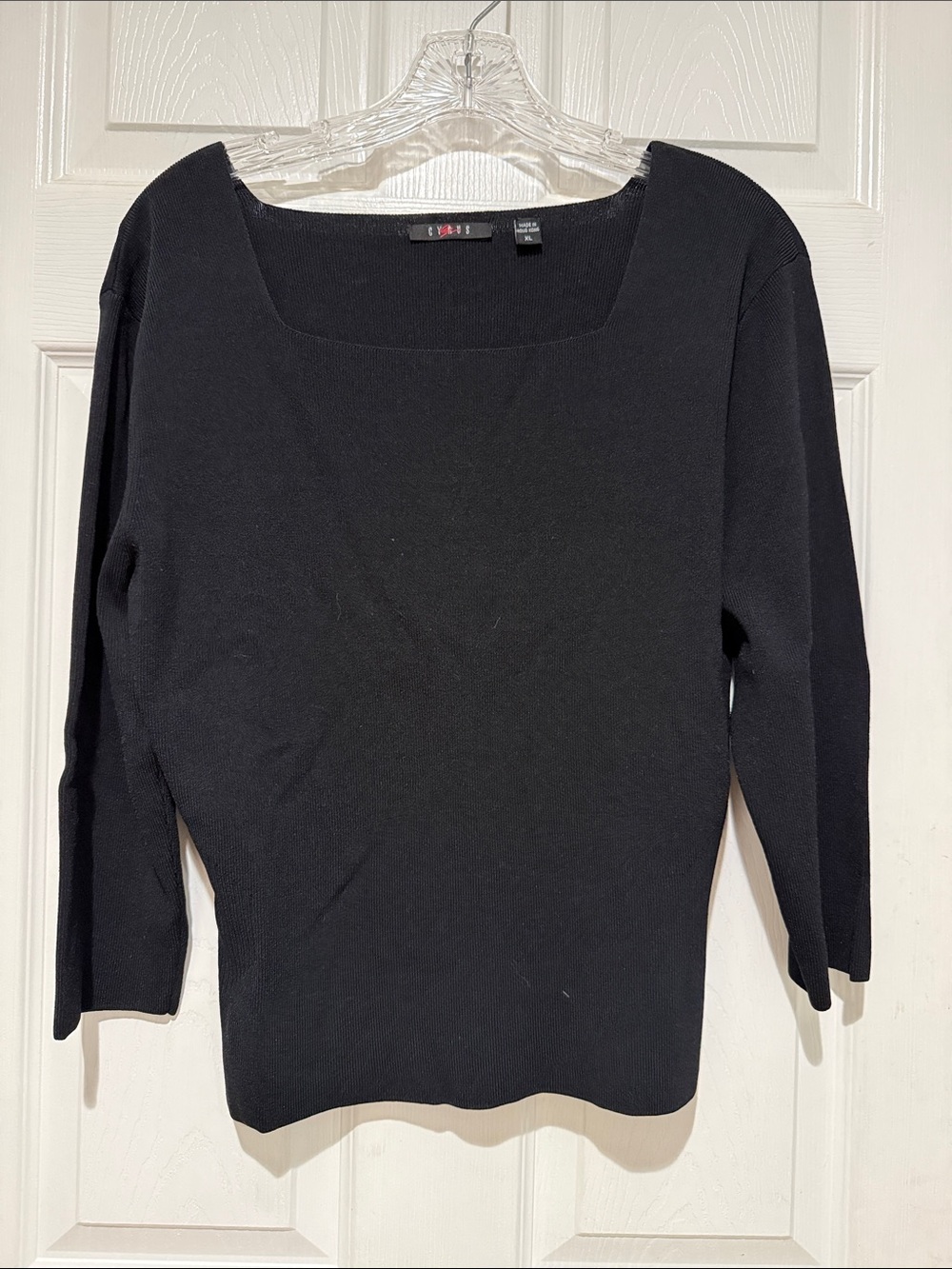 Cyrus Black Square-Neck Knit Top
